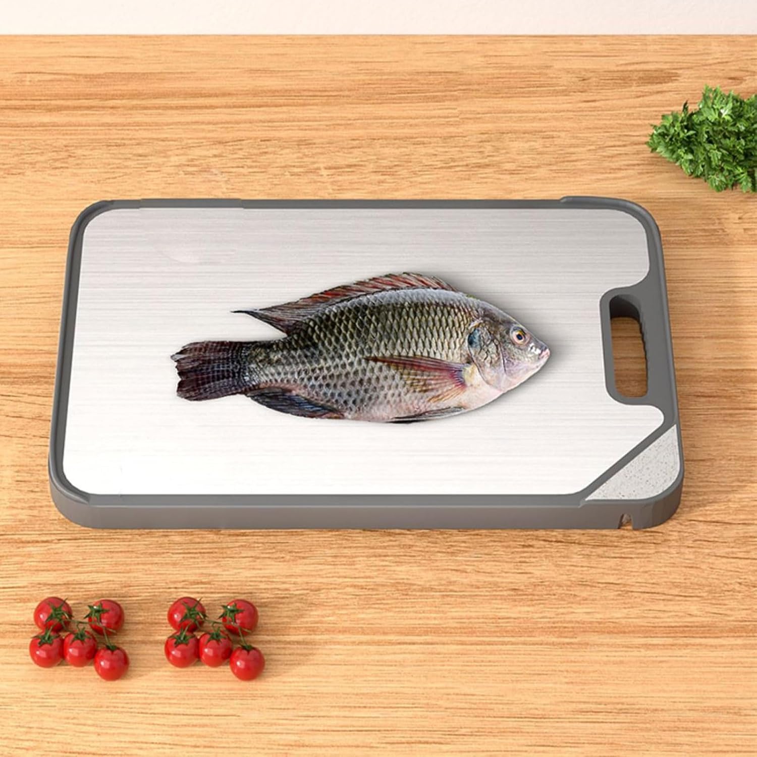 15 x 10in Stainless Steel/Wheat Straw PP Cutting Board for Kitchen, Double Sided for Meat & Vegetables, Kitchen presents